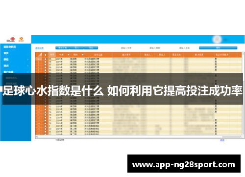 足球心水指数是什么 如何利用它提高投注成功率